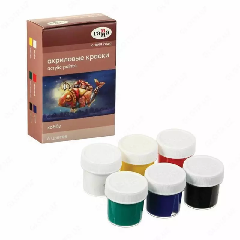 Декоративные акриловые краски Гамма "Хобби" 6 цв/20 мл. (Арт. - 3012196)