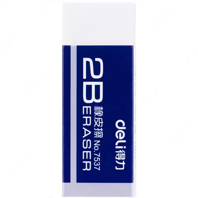 Tuzatish o'chirgichi "DELI" Kauchuk, 2B, karta. yuqoriga. (- 7537-modda) Oq