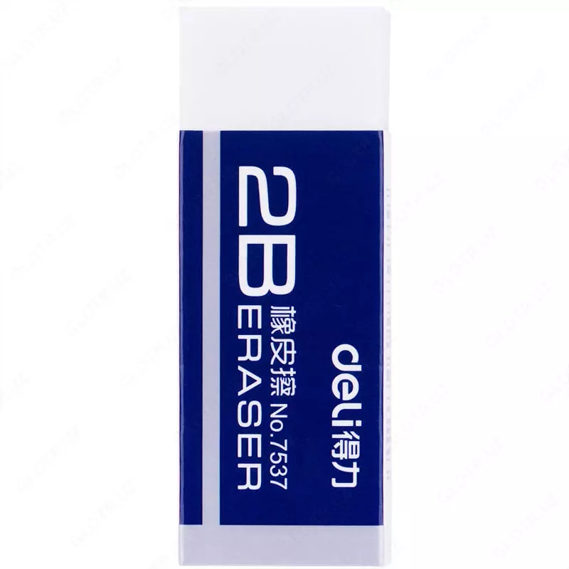 Tuzatish o'chirgichi "DELI" Kauchuk, 2B, karta. yuqoriga. (- 7537-modda) Oq