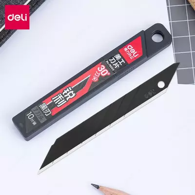 Лезвие для канцелярского ножа "Deli" 9 мм, 10 шт. (Арт. - 78003) Черное