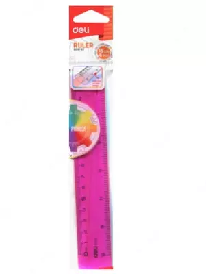 Пластиковая линейка Deli "Pioneer" 15 см (Арт. - 00102-EG) Ассортимент