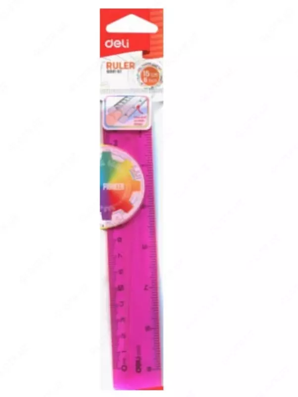 Пластиковая линейка Deli "Pioneer" 15 см (Арт. - 00102-EG) Ассортимент