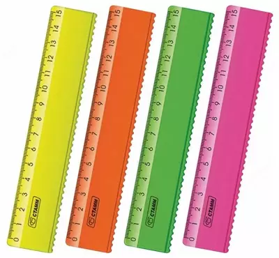 Пластиковая линейка "Стамм" Neon 15 см (Арт. - ЛН170) Ассортимент