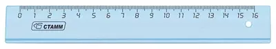 Пластиковая линейка Стамм "Crystal" 16 см (Арт. - ЛН1000) Голубая