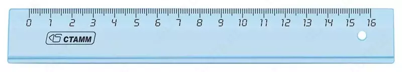 Пластиковая линейка Стамм "Crystal" 16 см (Арт. - ЛН1000) Голубая