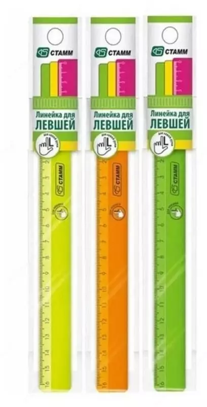 Пластиковая линейка для левшей Стамм "Neon" 16 см (Арт. - ЛН06) Ассортимент
