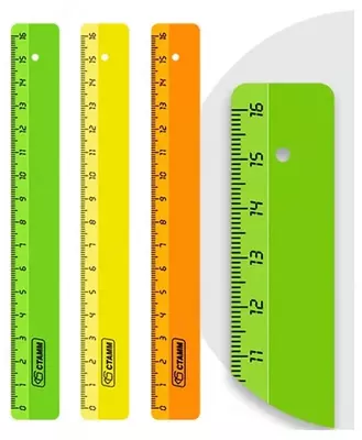 Пластиковая линейка Стамм "Neon" 16 см (Арт. - ЛН01) Ассортимент