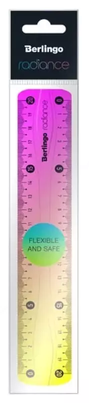 Пластиковая мягкая линейка Berlingo "Radiance" 20 см (Арт. - PR_10320) Желтый/розовый градиент