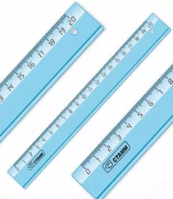 Пластиковая линейка Стамм "Crystal" 20 см (Арт. - ЛН1100) Голубая