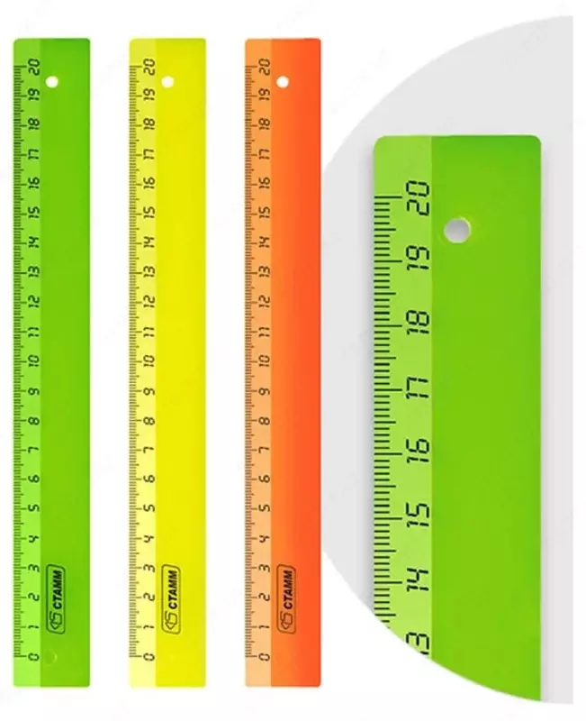 Пластиковая линейка Стамм "Neon" 20 см (Арт. - ЛН11) Ассортимент