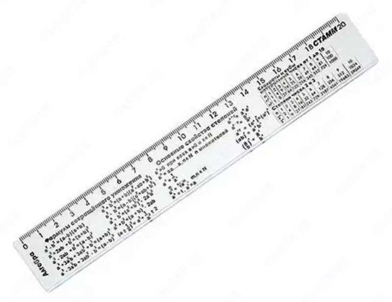 Пластиковая линейка Стамм "Алгебра" 20 см (Арт. - ЛС-03) Прозрачная