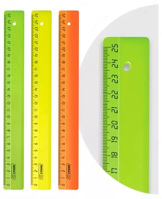 Пластиковая линейка Стамм "Neon" 25 см (Арт. - ЛН21) Ассортимент