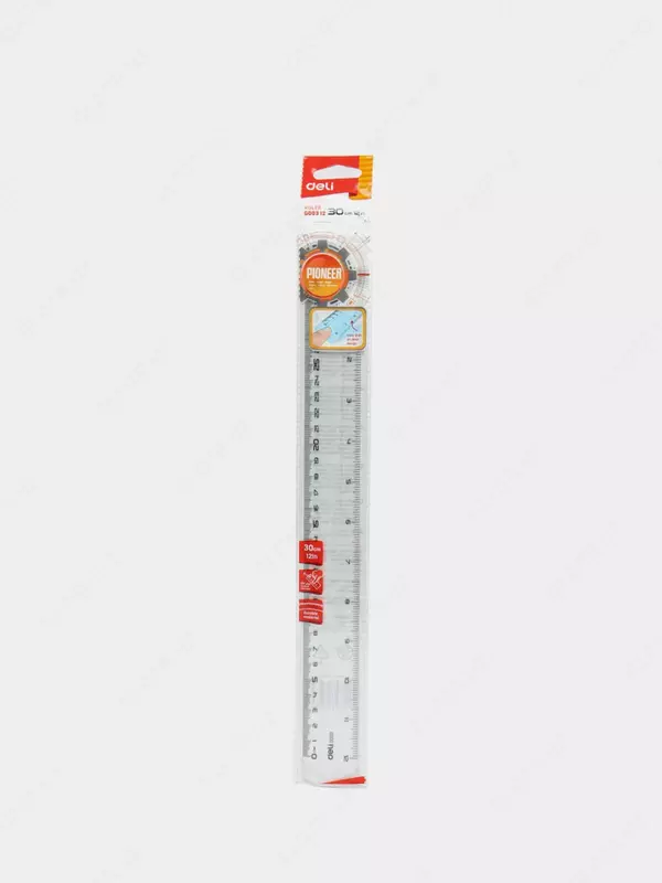 Пластиковая линейка Deli "Pioneer" 30 см (Арт. - 00312-EG) Прозрачная