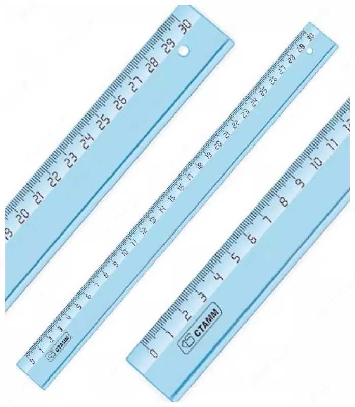 Пластиковая линейка Стамм "Crystal" 30 см (Арт. - ЛН1200) Голубая