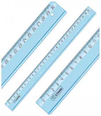 Пластиковая линейка Стамм "Crystal" 30 см (Арт. - ЛН1200) Голубая