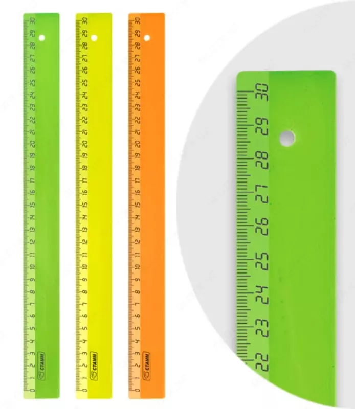 Пластиковая линейка Стамм "Neon" 30 см (Арт. - ЛН31) Ассортимент