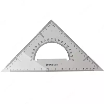 Комплект геометрических линеек "Deli" угольник + транспортир 28 см (Арт. - 6430) Прозрачный