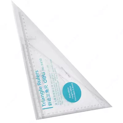 Комплект геометрических линеек "Deli" угольник + транспортир 28 см (Арт. - 6430) Прозрачный