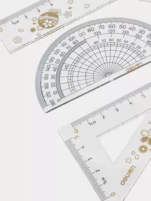 Комплект геометрических линеек "Deli" 18 см, 4 шт. (Арт. - 79543) Прозрачный/декор