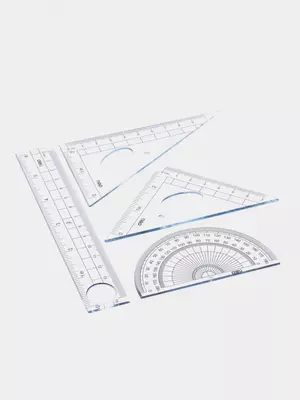 Комплект геометрических линеек "Deli" 4 шт. (Арт. - 9597) Прозрачный