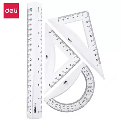 Комплект геометрических линеек Deli "Pioneer" 4 шт. (Арт. - 00412-EG) Прозрачный