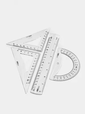 Комплект геометрических линеек Deli "Pioneer" 4 шт. (Арт. - 00412-EG) Прозрачный