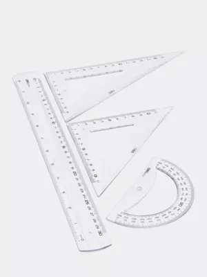 Geometrik o'lchagichlar to'plami Deli "Pioner" 4 dona. (Art. No - 00512-EG) Shaffof