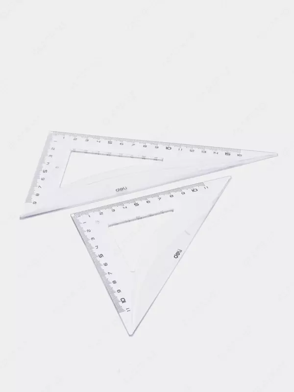 Geometrik o'lchagichlar to'plami Deli "Pioner" 4 dona. (Art. No - 00512-EG) Shaffof