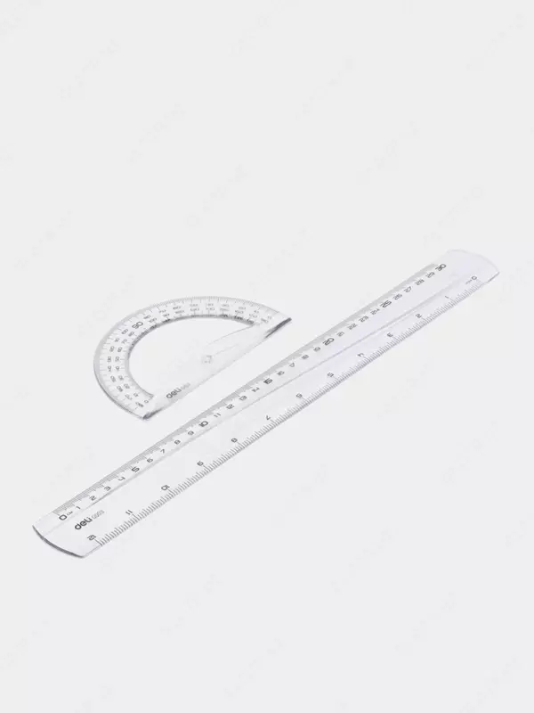 Geometrik o'lchagichlar to'plami Deli "Pioner" 4 dona. (Art. No - 00512-EG) Shaffof