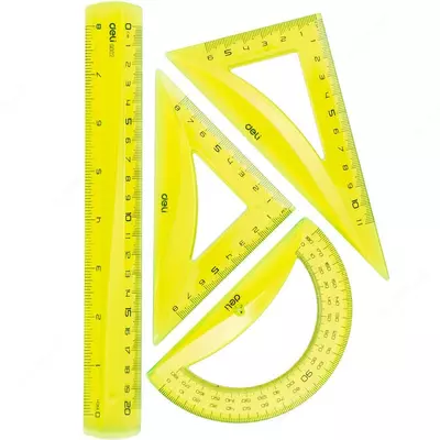 Комплект геометрических линеек Deli "Pioneer" 4 шт. (Арт. - 00402-EG) Ассорти