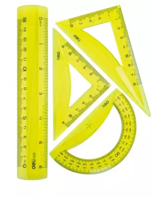 Комплект геометрических линеек Deli "Pioneer" 4 шт. (Арт. - 00602-EG) Ассорти