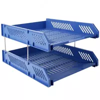 Горизонтальный лоток для документов "Deli" 2-х ярусный (Арт. - 9208) Синий