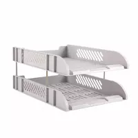 Горизонтальный лоток для документов "Deli" 2-х ярусный (Арт. - 9216) Серый