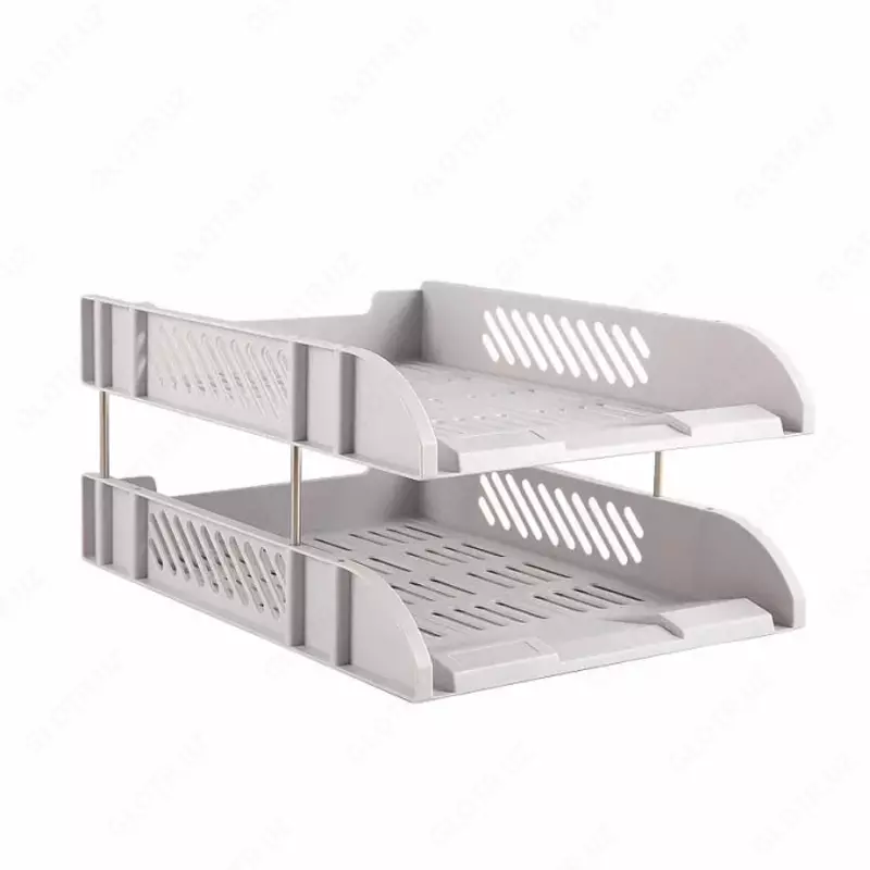 Горизонтальный лоток для документов "Deli" 2-х ярусный (Арт. - 9216) Серый