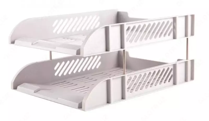 Горизонтальный лоток для документов "Deli" 2-х ярусный (Арт. - 9216) Серый