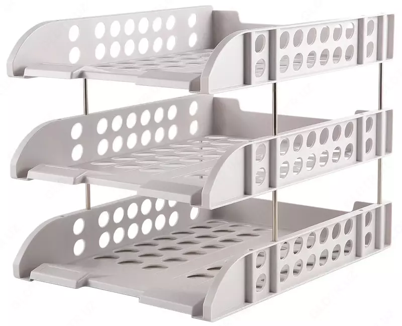 Горизонтальный лоток для документов "Deli" 3-х ярусный (Арт. - 9217) Серый