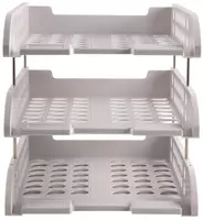 Горизонтальный лоток для документов "Deli" 3-х ярусный (Арт. - 9217) Серый - 124 500 сум