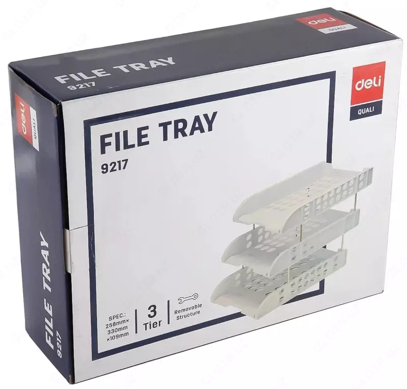 Горизонтальный лоток для документов "Deli" 3-х ярусный (Арт. - 9217) Серый