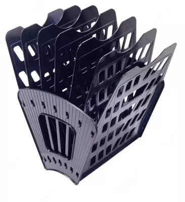 Лоток-веер для документов "Стамм" 7 секций (Арт. - ЛТ41) Черный