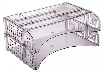 Горизонтальный лоток для документов Стамм "FIELD" 2 отдела (Арт. - ЛТ694) Серый