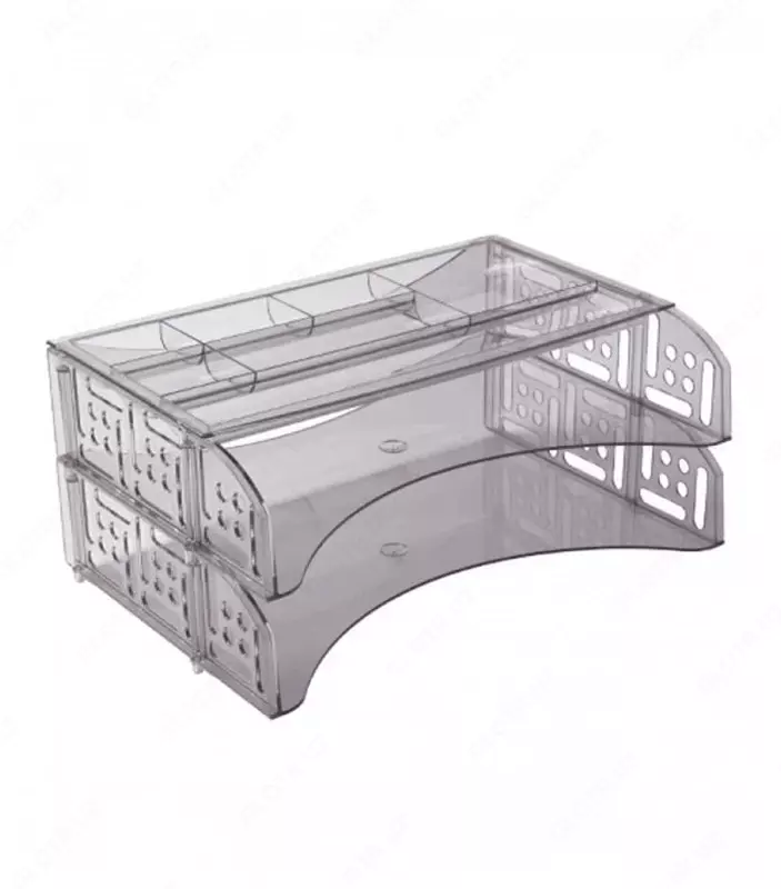 Горизонтальный лоток для документов Стамм "FIELD" 2 отдела (Арт. - ЛТ694) Серый