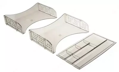 Горизонтальный лоток для документов Стамм "FIELD" 2 отдела (Арт. - ЛТ694) Серый