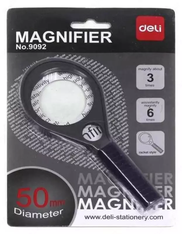 Увеличительная лупа "Deli" х3 D50 мм (Арт. - 9092) Черная