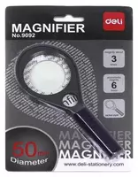 20 000 сум Увеличительная лупа "Deli" х3 D50 мм (Арт. - 9092) Черная
