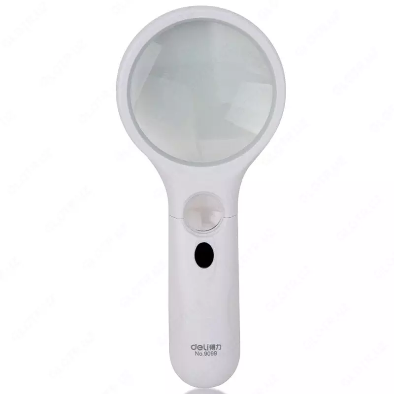 LED yoritgichli "Deli" kattalashtiruvchi lupa, x3 D75 mm (Art. - 9099) Oq