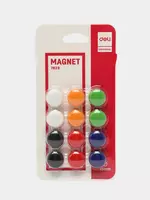 8 500 сум Упаковка цветных магнитов для белой доски "Deli" 15 мм (Арт. - 7823) 12 шт.