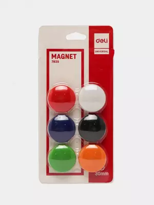 Rangli doska magnitlari to'plami "Deli" 30 mm (Art. - 7825) 6 dona.