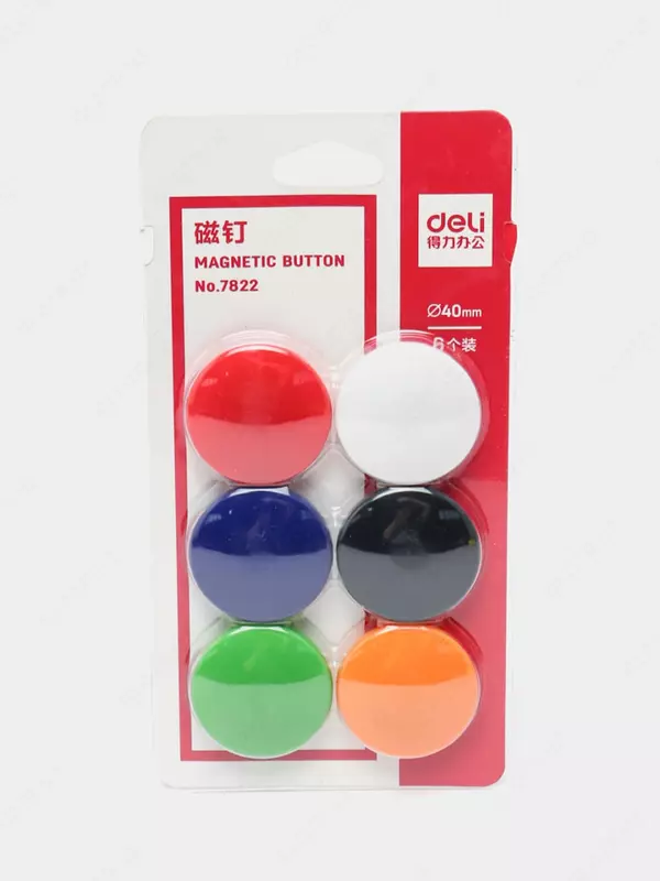 Rangli doska magnitlari to'plami "Deli" 40 mm (Art. - 7822) 6 dona.