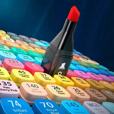 "Deli" eskizini chizish uchun marker bo'yoq 168 dona. (m.- 78-G)