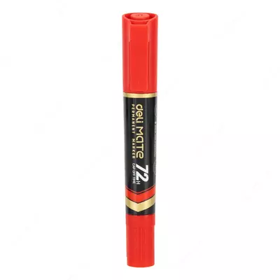 Перманентный маркер "Deli" 2-х сторонний (Арт.- 72-RD-EU) Красный